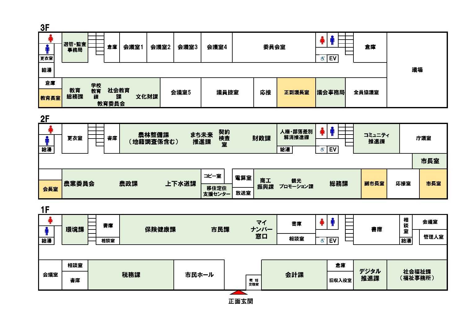 本庁舎フロアマップ