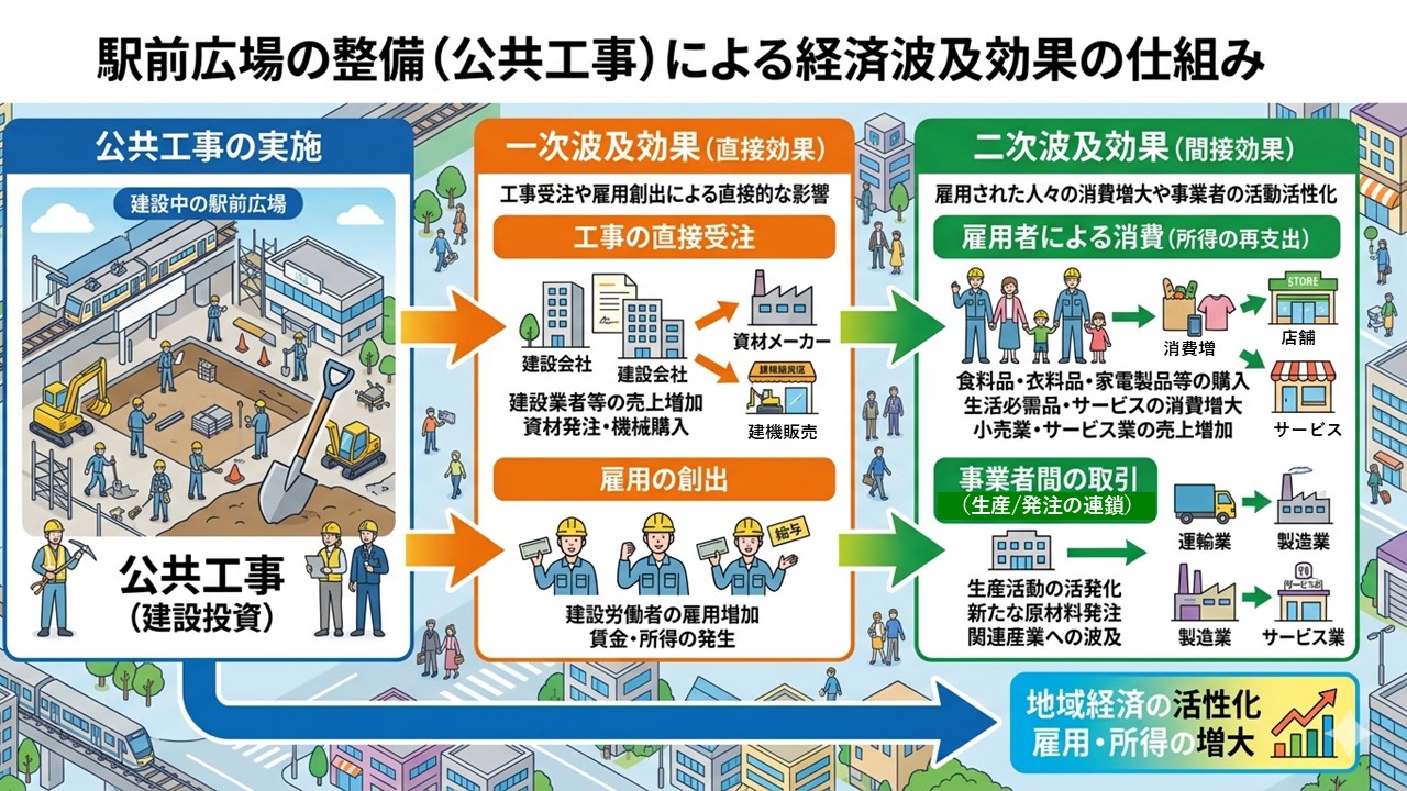 公共工事による経済波及効果イメージ