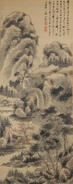 富士図（田能村竹田「稲川舟遊図」天保元年（1830年54歳）片岡辰市コレクション重要文化財